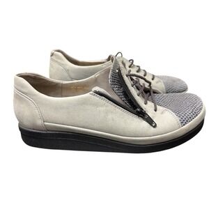 BAR Shoes Womens 6 R09460270406‎ Gray Snakeskin Nubuck Leather Zip Oxford EUC